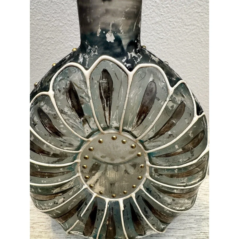 Vtg Italian Empoli Blue Silver Glass Vanity Bottle 9